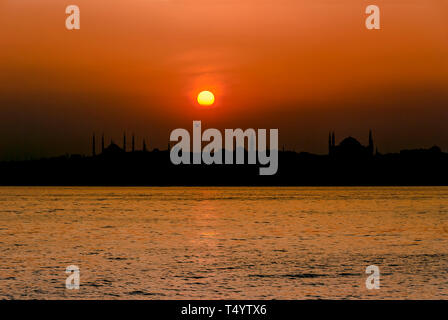 Istanbul, Turkey, 28 May 2007: Sunset at Historical Peninsula Stock Photo