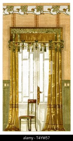 Dining Room Door Decoration Art Nouveau Vintage Illustration By