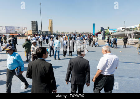 Bengaluru, India - February 22, 2019: Visitors at the Aero India 2019. Aero India is a biennial air show and aviation exhibition. Stock Photo