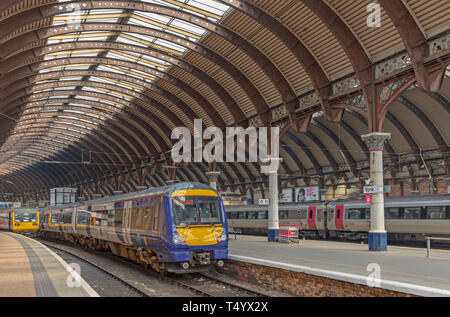 Rails Inwards York railway station and glass canopy Stock Photo - Alamy