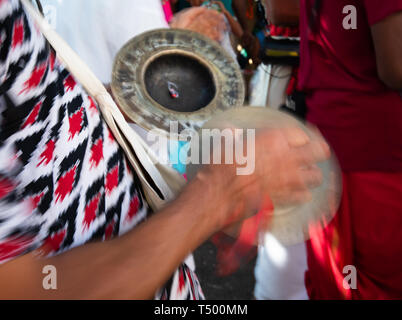 Durban, South Africa, 19th April 2019. Durban's 2019 Festival of Chariots da colourful and vibrant drawcard for devotees and tourists alike. Devotees  Stock Photo