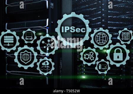 IP Security. Data Protection Protocols. IPSec. Internet and Protection Network concept. Stock Photo