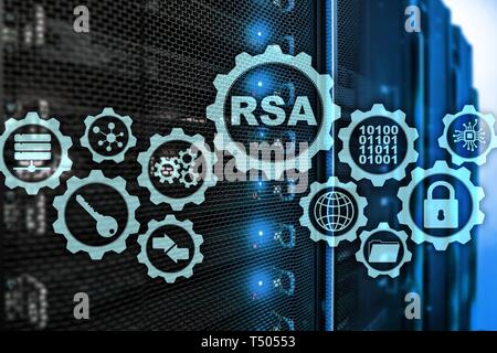 RSA. Rivest Shamir Adleman cryptosystem. Cryptography and Network Security. Stock Photo