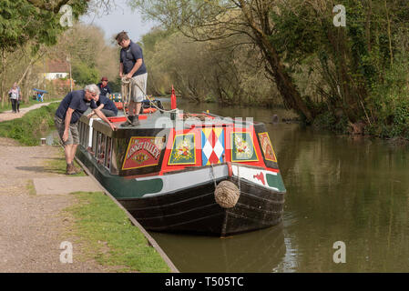 Kintbury, Berkshire, England, UK. A narroboat used for passenger canal trips on the Kennet and Avon Canal in Berkshire. Stock Photo