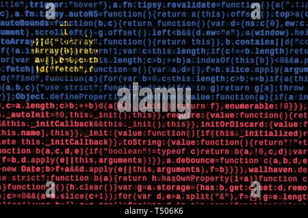 Liechtenstein flag  is depicted on the screen with the program code. The concept of modern technology and site development. Stock Photo