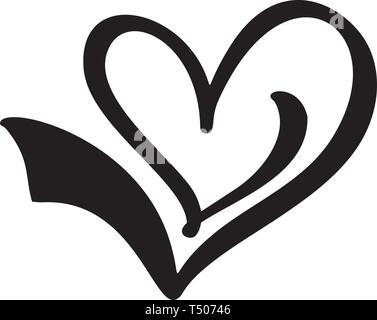 Hand drawn Heart love sign. Check mark icon vector illustration. Concepn icon Approved symbol for t-shirt, greeting card, poster wedding. Design flat Stock Vector