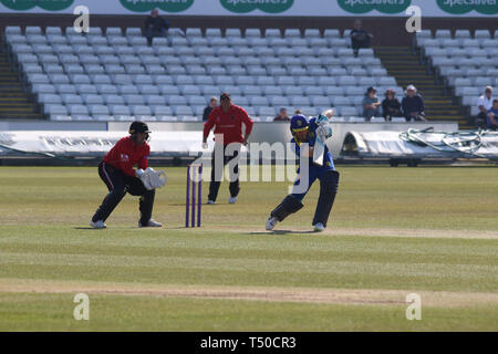 County Durham, UK. 19th Apr, 2019. Cameron Bancroft batting during the ECB Royal London One-Day Cup match between Durham CCC v Leicestershire CCC at the Emirates Riverside, County Durham, England on 19 April 2019. Photo by John Mallett. Editorial use only, license required for commercial use. No use in betting, games or a single club/league/player publications. Credit: UK Sports Pics Ltd/Alamy Live News Stock Photo