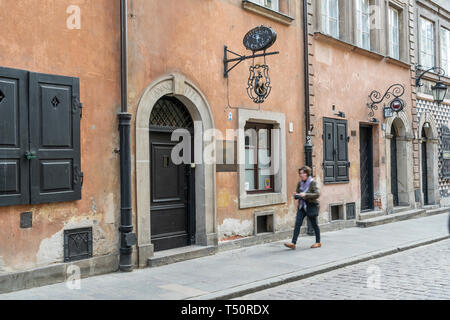Warsaw, Poland. April, 2018. the entrance door of the Pharmacy  museum in the old town Stock Photo