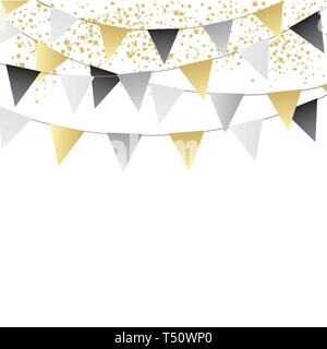 Sweet festive party pennants full vector banner Stock Vector