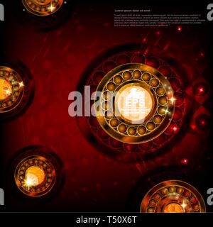 red abstract background with pattern circle shapes Stock Vector