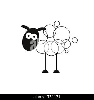 Lamb. Abstract Vector Sign, Symbol Or Logo Template. Hand Drawn Lamb Sillhouette With Retro Typography. Stock Vector