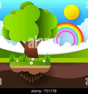 World Environment Day card or background with tree and leaves.Vector Stock Vector