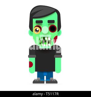 Mad Zombie Runs After The Victim. Happy Halloween. Stock Vector