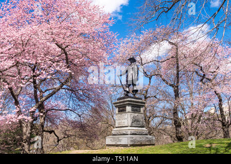 The Pilgrim Statue, Pilgrim Hill, Central Park, NYC Stock Photo