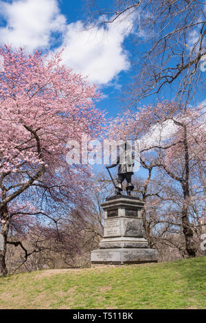 The Pilgrim Statue, Pilgrim Hill, Central Park, NYC Stock Photo