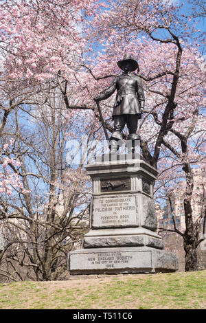 The Pilgrim Statue, Pilgrim Hill, Central Park, NYC Stock Photo