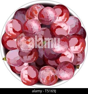 Top view of grapes in a plate vector illustration Stock Vector