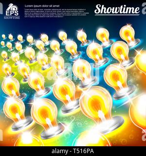 Abstract bright background with multicolored bulbs Stock Vector