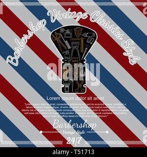 shaving equipment line icon in little brush on barbershop tricolor background Stock Vector