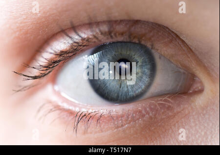 Small galaxy in human eye. Concept image. Stock Photo