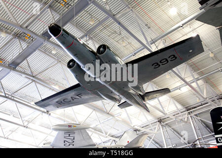 Avro Canada CF-100 Canuck in the American Air Museum at Duxford Imperial War Museum,Cambridgeshire, England. Stock Photo