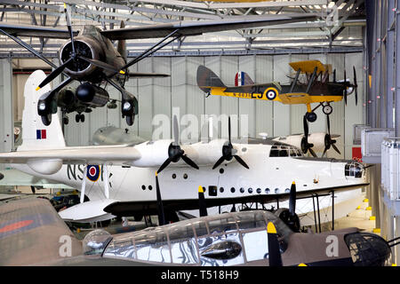 Flying Boat or Short Sunderland MR.5, in the American Air Museum at Duxford Imperial War Museum,Cambridgeshire, England. Stock Photo