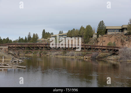 Bridge Across Deschutes River, Bend, Oregon, USA Stock Photo