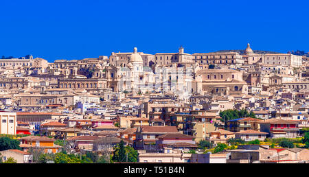 Noto, Sicily island, Italy: Panoramic view of the Noto baroque town in Sicily, southern Italy on the island of Sicily Stock Photo