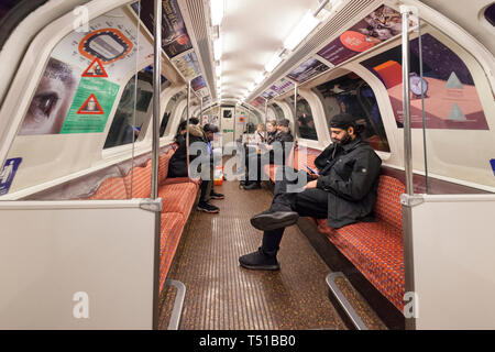 22/03/2019 Passengers on the Glasgow SPT subway Stock Photo