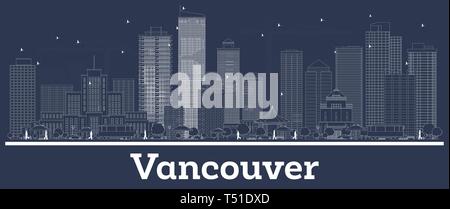 Vancouver architecture line skyline illustration. Linear vector Stock ...