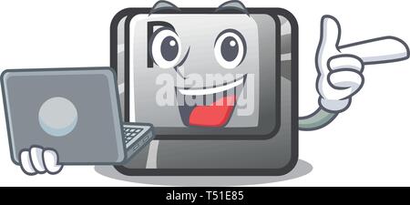 Button Computer Menu Cartoon With laptop button B installed on cartoon computer Stock Vector Image ...