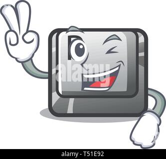 Two finger button P in the shape mascot Stock Vector
