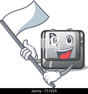 With flag button P on a game cartoon Stock Vector