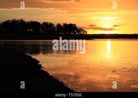 Golden sunset over Wivenhoe Stock Photo