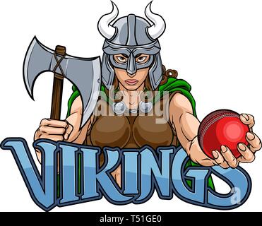 Viking Female Gladiator Cricket Warrior Woman Stock Vector