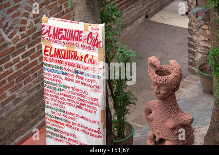 'El Mejunje de Silverio' indoors details of the famous place and tourist attraction. Schedule of activities planned for the month. The local landmark  Stock Photo