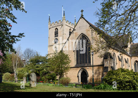 Hucknall Market and Church in Nottinghamshire,UK. Stock Photo