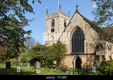 Hucknall Market and Church in Nottinghamshire,UK. Stock Photo