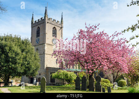 Hucknall Market and Church in Nottinghamshire,UK. Stock Photo