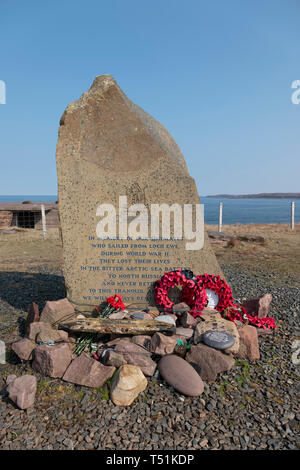 Russian convoy memorial at Loch Ewe, Poolewe, west coast of Scotland. Stock Photo