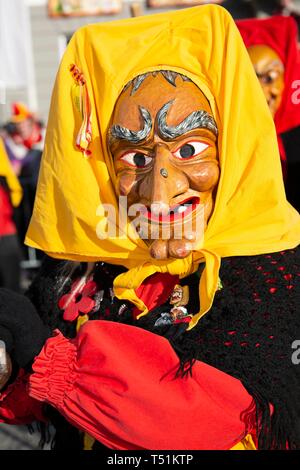 Traditional Swabian-Alemannic Fastnacht, Narrensprung carnival parade, Wangen im Allgau, Upper Swabia, Baden-Wurttemberg, Germany Stock Photo