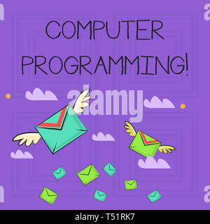 Writing note showing Computer Programming. Business concept for process that instructs a computer on how to do a task Colorful Airmail Letter Envelope Stock Photo
