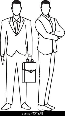businessmen avatar cartoon character black and white Stock Vector Image ...