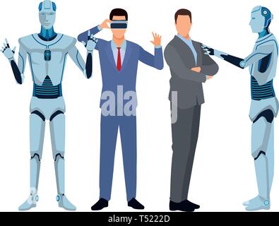 humanoid robot and businessmen Stock Vector
