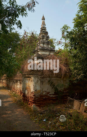 A corner of an ancient, old wall in Mandaly, Myanmar. Stock Photo