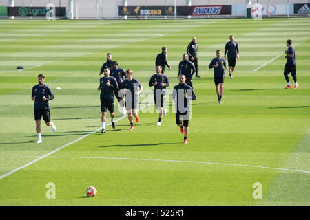 Turin, Italy. 15th Apr, 2019. Juventus team during the Juventus training session before the Champions League match Juventus fc vs Ajax.Italy, Turin, Allianz Stadium. 15th april 2019 Credit: Alberto Gandolfo/Pacific Press/Alamy Live News Stock Photo