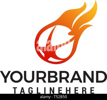 Flaming ball star logo design template Vectors Stock Vector