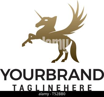 Pegasus logo design concept template vector Stock Vector