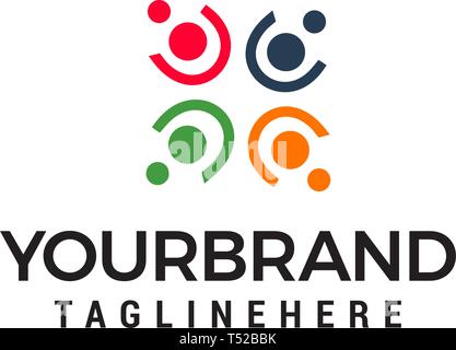 people community logo design concept template vector Stock Vector
