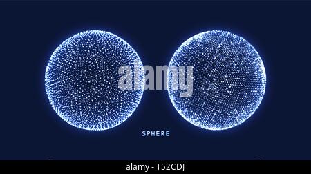 The sphere consisting of points. 3d abstract globe grid for design. Technology concept. Vector illustration. Stock Vector